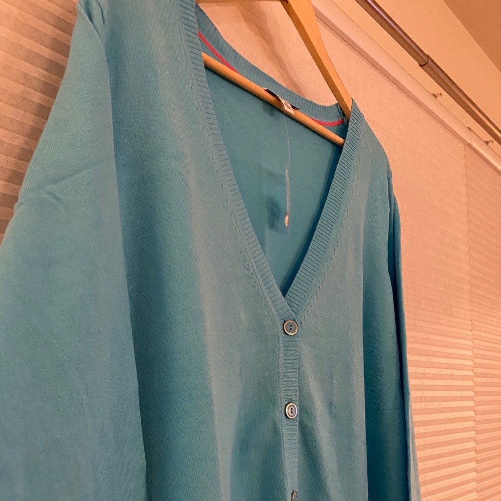 NWT aqua cardigan with 3/4 sleeves - Picture 2 of 3